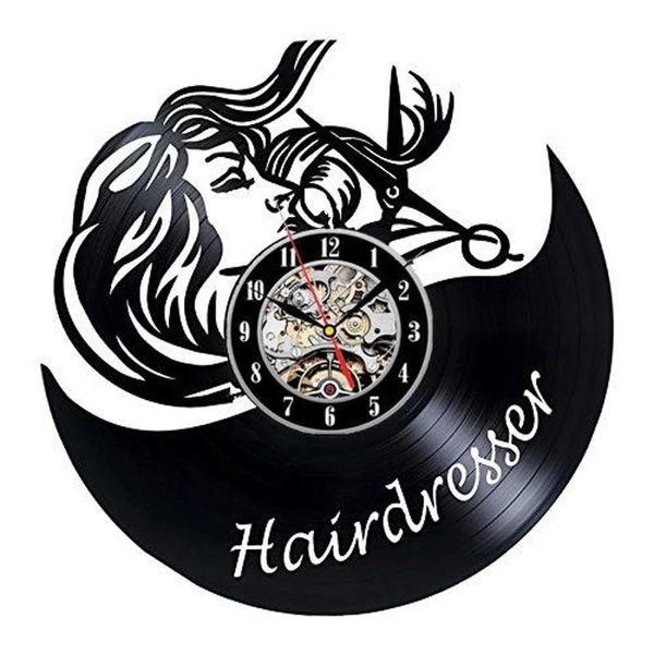 Relojes de pared peluquería nombre personalizado reloj logotipo personalizado registro barbería Retro relojes estilista peluquería regalo