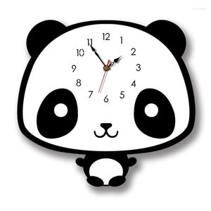 Horloges murales à suspendre - Horloge DIY Acrylique Mignon Dessin Animé Panda Muet - Décors DropShip
