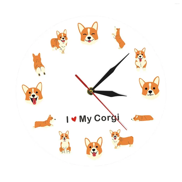 Horloges murales suspendues chiens de chiens décoration de thème créatif silencieux pour manger du salon