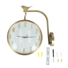 Horloges murales suspendues sans décoloration de luxe en cuivre à double face quartz pour la tête de lit de chambre à coucher salon el