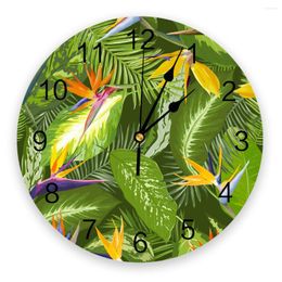 Horloges murales Hawaii feuilles de palmier tropicales horloge pour la décoration de la maison salon aiguille à Quartz montre suspendue cuisine moderne