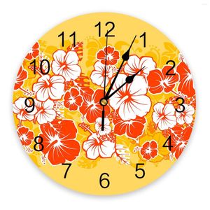 Wandklokken Hawaiiaanse Tropische Bloem Zomer Slaapkamer Klok Grote Moderne Keuken Eetkamer Ronde Woonkamer Horloge Home Decor