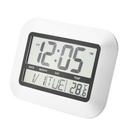 Relojes de pared Reloj Digital de alta precisión con ajuste automático para decoración de hogar y oficina con medidor LCD de temperatura interior TS-H128YWall ClocksWall