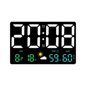 Wall Clocks High-Definition Large-Screen Wall Clock Temperature and Humidity Display Weather Clock Multi-Function Color Digital Alarm Clock 231123