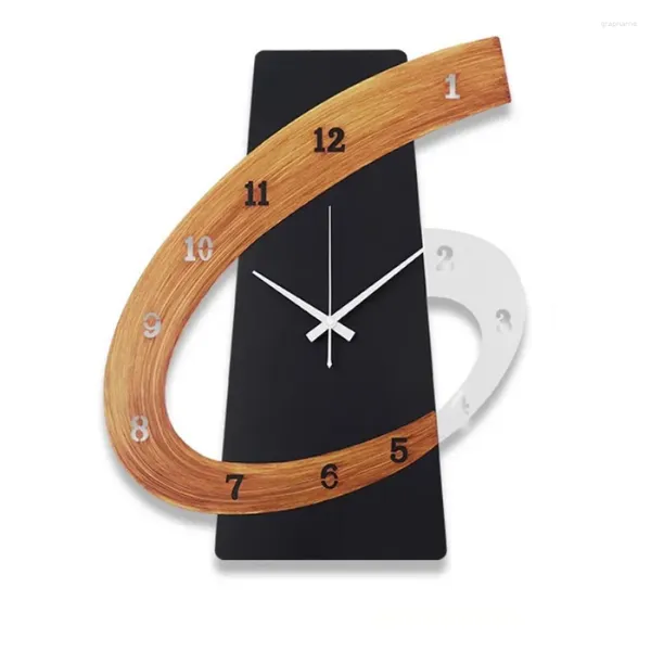Horloges murales Accueil Horloge Salon Cadeau Art Déco En Bois Unique Quartz Numéros Noir Design Moderne Horloge Silencieuse Décor