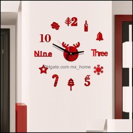 Wandklokken Home Decor Garden Kerstmis Diy Klok 3D Mirror Surface Sticker Office Decor Acryl Stickers Kijk voor decoratie Drop Delive