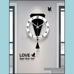 Horloges murales Décor à la maison Horloge de jardin Salon Nordic Ménage Mode Silencieux Simple Creative Quartz Drop Livraison 2021 G2OKV