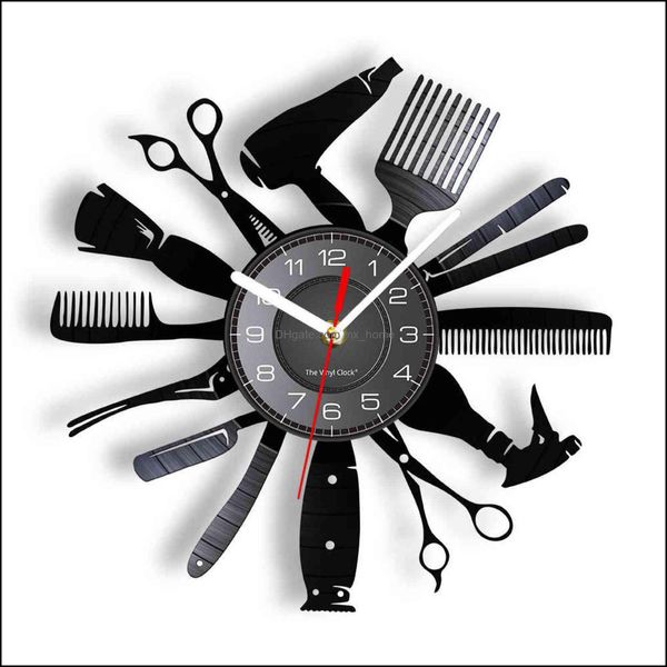 Relojes de pared Decoración para el hogar Jardín Herramientas de peluquería Reloj de luz que cambia de color Peluquería Peluquería Decoración Reloj contemporáneo Regalo para el cabello