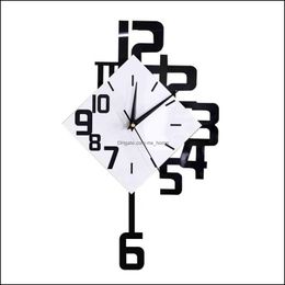 Horloges Murales Décor À La Maison Jardin Grands Chiffres Pendum Noir Et Blanc Design Moderne Chiffres Irregar Mode Décorative Avec Numéro Swinging