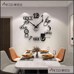 Wandklokken Home Decor Garden Meisd Punch grote klok woonkamerstickers tienerdecoratie horloge voor interieurs Horloge Black 1122 Drop