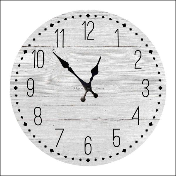 Horloges murales Maison Décor Jardin En Bois 10 Pouces Silencieux Non Coutil Quartz Rétro Mode Bois Décoratif Pour Salon Cuisine 1122 Drop Del