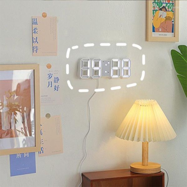 Horloges murales Décor à la maison Horloge numérique Alarme Table suspendue Calendrier électronique 3D