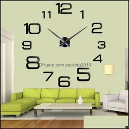 Horloges murales Décor à la maison Jardin Décoratif Horloge 3D Miroir Autocollant Amovible À Piles 6 Couleurs Disponibles Drop Delivery 2021 Xkqxg