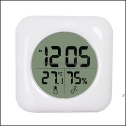 Horloges murales Décor à la maison Jardin Mode Blanc Lcd Nouveau Étanche Douche Salle De Bains Horloge Température Thermomètre Hygromètre Mètre Jauge Monito