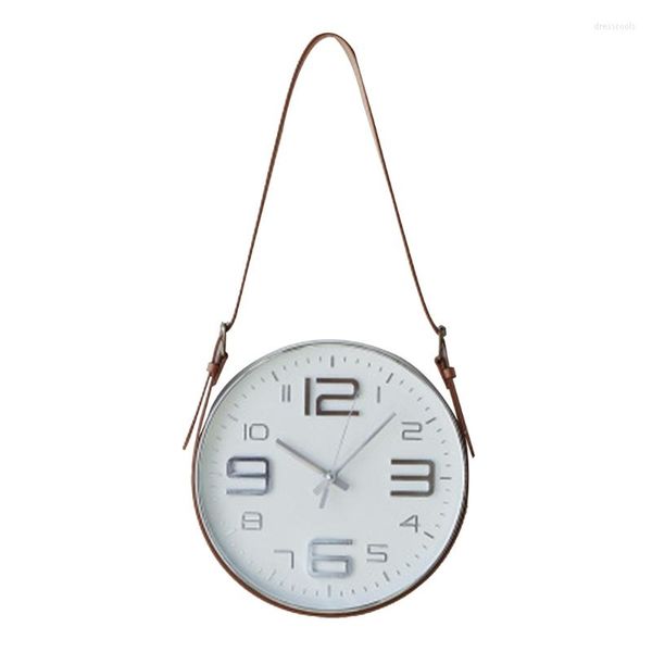 Horloges murales décor à la maison moderne minimaliste ceinture en cuir suspendus montres décoration Salon salon fond chambre café