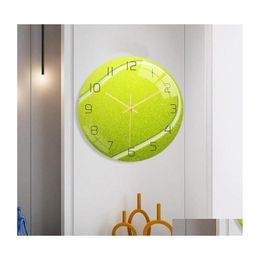 Horloges Murales Décor À La Maison Muet Quartz Plexiglas Surface Acrylique Sport Balle De Tennis Plaque Ventilateur Salon Drop Delivery Jardin Dhb06
