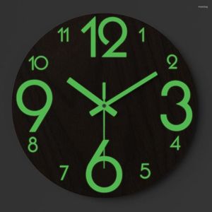 Relojes de pared Decoración para el hogar Útil Reloj luminoso de estilo nórdico de moda de 12 pulgadas Mudo ligero para oficina