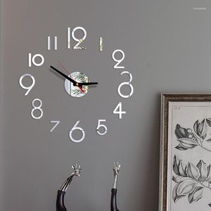 Horloges murales décoration de la maison 3D autocollants acrylique bricolage chambre salon bureau 40cm diamètre horloge silencieuse montres