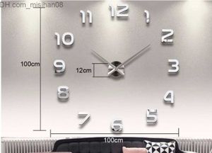 Wandklokken Woondecoratie Grote Nummer Spiegel Wandklok Modern Design Grote 3D Horloge Unieke Geschenken Z230707