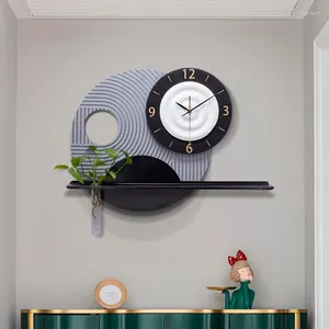 Wandklokken Woondecoratie Creatieve harsklok Woonkamer Driedimensionaal reliëf Rond met vaas