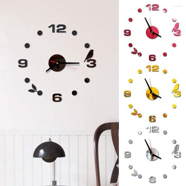 Relojes de pared, decoración del hogar, pegatina autoadhesiva, adorno de moda, tazas de café de cuarzo silenciosas, calcomanía, reloj DIY, superficie de espejo