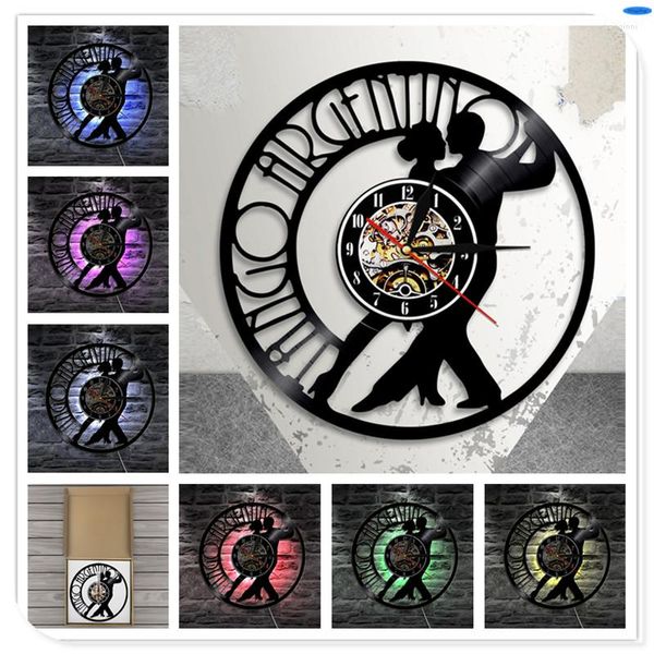 Horloges murales Home Living LED Lumière À Distance Danse Tango 3D Horloge Personnalisé Creative Autocollant Décoration D'éclairage De Nuit