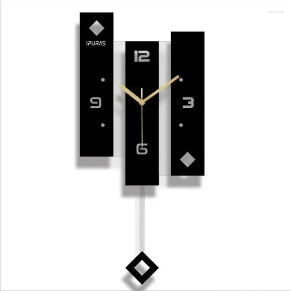 Relojes de pared sala de estar decoración de sala de estar negro acrílico swing reloj decoración de la oficina dormitorio de moda silenciosa reloj de moda