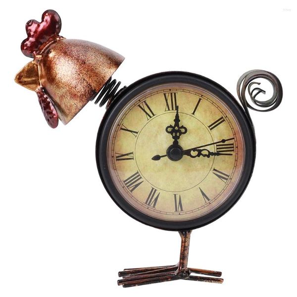 Relojes de pared Ornamento en el hogar reloj retro de estilo europeo Descripción de la decoración del escritorio de hierro Oficina de estudio liviano para sala de estar