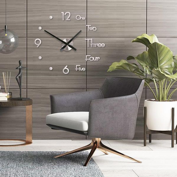 Horloges murales maison Quartz 3D bricolage horloge acrylique miroir autocollants décoration salon aiguille auto-adhésif suspendu DecoWall