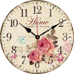 Wandklokken Horloge keuken houten vintage ronde wandklok rozenbloemen reloj de pared stille stille horloge muur decoratie salon 230301