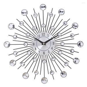 Wandklokken Horloge Murale 33cm Vintage Metal Crystal Sunburst Clock Luxe 3d grote Morden da Parete Home Decor