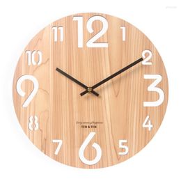 Relojes de pared Horloge Murale reloj 3D de madera diseño moderno nórdico breve sala de estar decoración de oficina salón cocina decoración del hogar