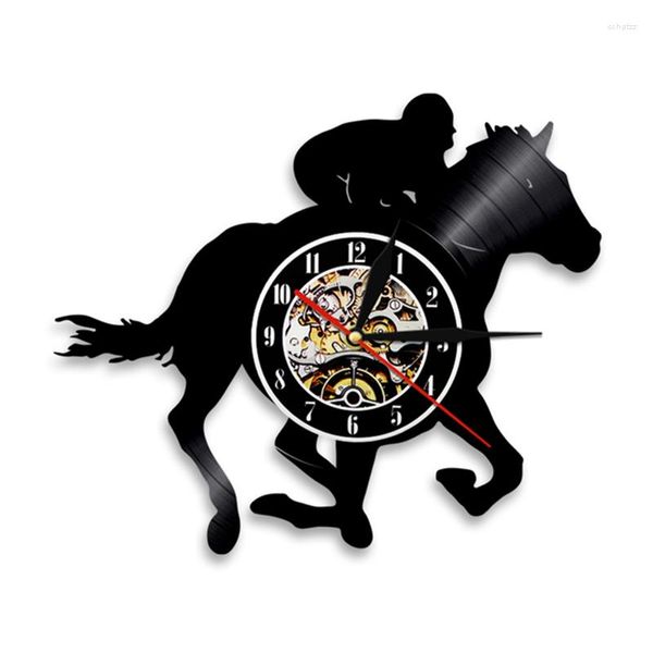 Horloges Murales Équitation Montre Horloge Design Moderne Sport Cheval Cavalier Record Décor