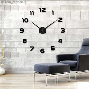 Horloges murales Vente chaude 3D DIY Horloge Murale Design Moderne Saat Reloj De Pared Métal Art Horloge Salon Acrylique Miroir Montre Horloge Murale Z230705