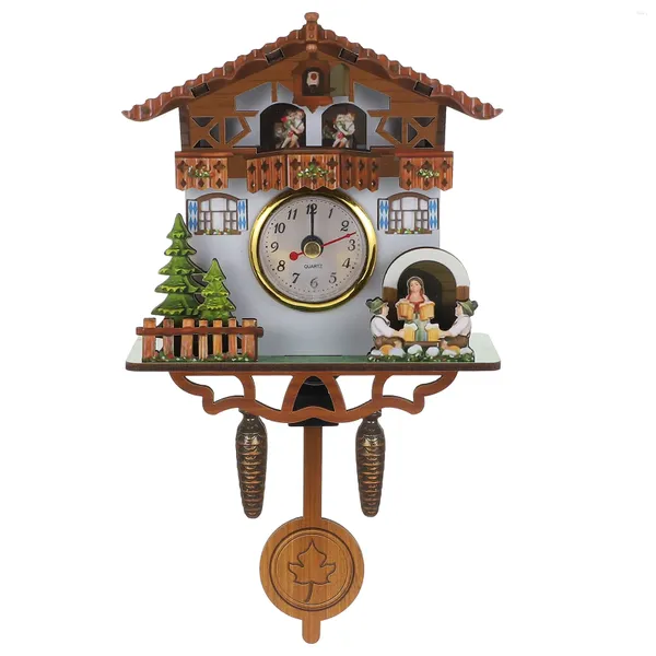 Horloges murales horloge de maison décoration intérieure salon cottage en bois suspendu pendant mural exquis créatif vintage