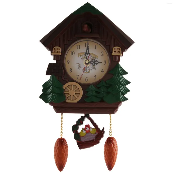 Horloges murales forme de maison 8 pouces horloge coucou vintage oiseau cloche minuterie salon pendule artisanat art décor à la maison