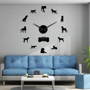 Horloges murales pointeur hongrois Vizsla chien bricolage Clok avec différentes Postures Art autocollants Magyar grande montre moderne sans cadre