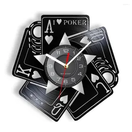 Wandklokken I Love Poker Royal Flush Spades Gamble Room Decoratieve klokkaarten Las Vegas Record