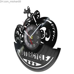 Wandklokken ic American Motorcycle Wall Hanging Art Wall Hanging Clock Garage Sign Motorcycle Vinyl Record Wall Hanging Clock Man Cave Z230710