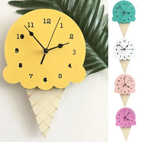 Relojes de pared Reloj de helado Montado en forma de dormitorio Silencioso Sin tictac Funciona con pilas Decoración para el hogar, la sala de estar y la oficina