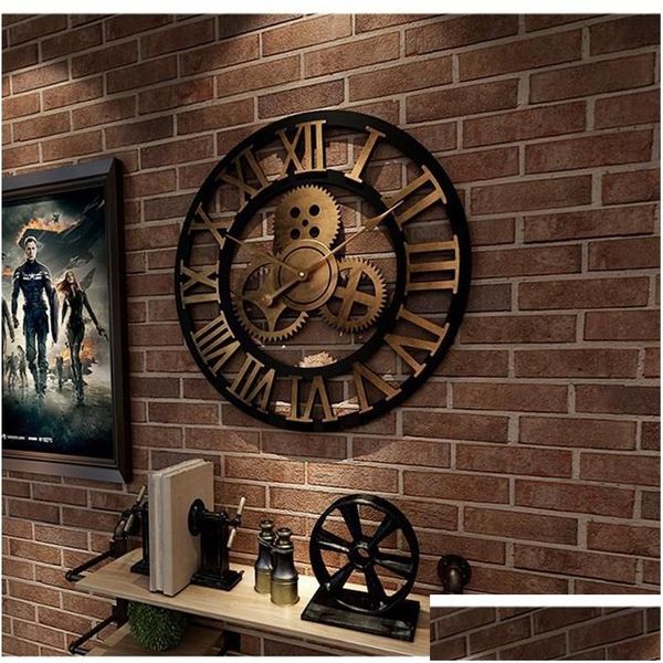 Horloges murales Horloge à engrenages industriels Décoratif Rétro Metal Age Style Chambre Décoration Art Décor Y200109 Drop Livraison Maison Jardin Dhzv3