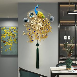Horloges murales industrielle dorée chambre horloge arabe luxe nordique paon silencieux métal Designer décoration Salon décor à la maison