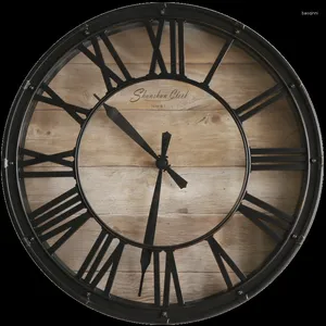 Horloges murales Style industriel horloge créative métal 3d européen rétro noir salon décor à la maison américain Zegar cadeau FZ298