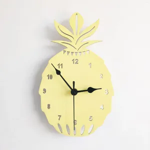 Relojes de pared Ins Nordic Pineapple Reloj Sala de niños Decoración silenciosa de madera
