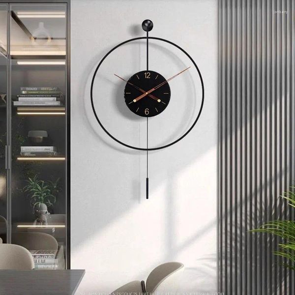 Relojes de pared Interior estético grande Metal silencioso moda nórdica sala de estar baño reloj estilo chino Wanduhr decoración del hogar