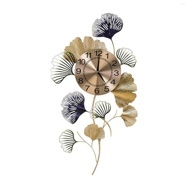 Horloges murales Fer Artisanat Montre Horloge Non Ticking Ginkgo Feuille Décoratifs Décoratifs Creative Maison Suspendue Pour Couloir De Ferme