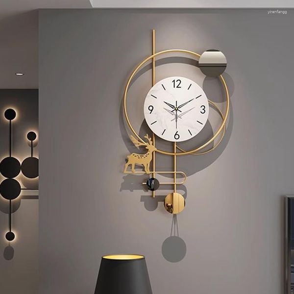 Relojes de pared estilo italiano reloj péndulo columpio personalidad moda Vintage sala de estar Klokken Wandklokken decoración de la casa