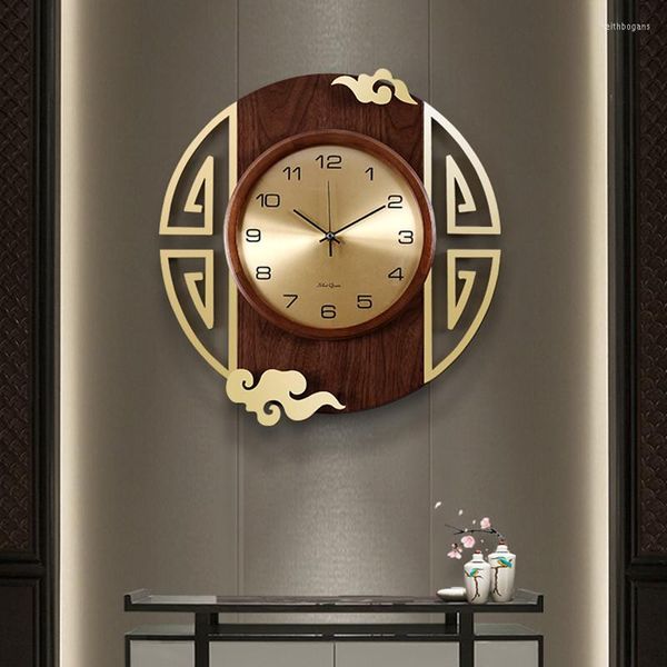 Relojes de pared Reloj de Arte de Madera Maciza de Estilo japonés Reloj Creativo Sala de Estar Hogar Moda atmosférica China