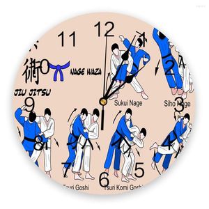 Horloges murales Jiu-Jitsu 3D Horloge Design Moderne Salon Décoration Cuisine Art Montre Décor À La Maison