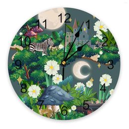 Wandklokken Jungle Tropische Plant Klok Voor Moderne Woondecoratie Tienerkamer Living Naald Opknoping Horloge Tafel